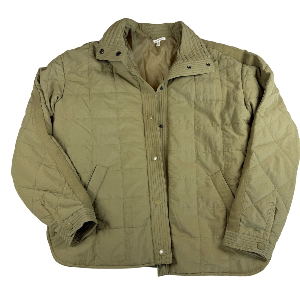 Maurices Womens Quilted Jacket Olive Green Snap Front Utility Coat Size L